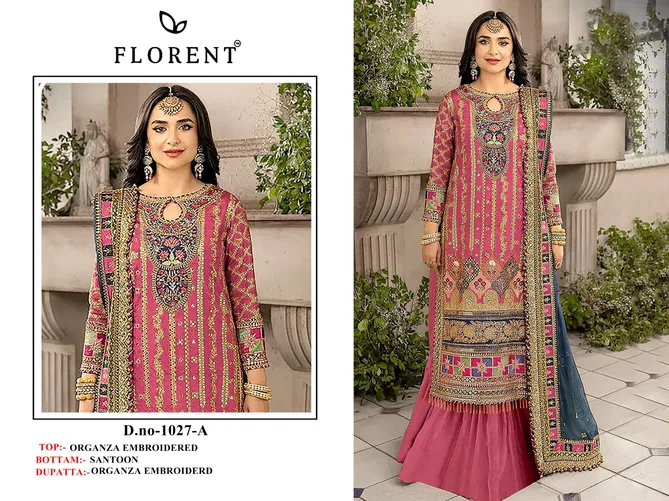 Florent 1027 A To D Organza Embroidered Pakistani Salwar Kameez Wholesale Price